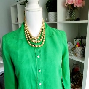 J. Crew green long sleeve button down shirt